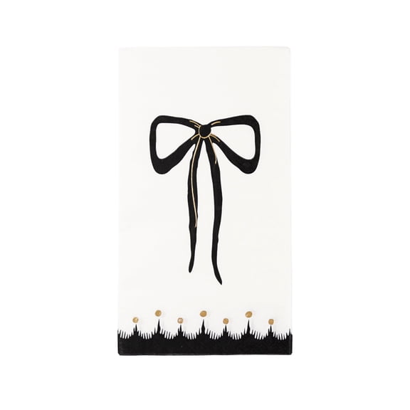 Bonjour Fête Black Bow Paper Guest Towel Napkins, Disposable Party Supplies, 20 Count, Halloween