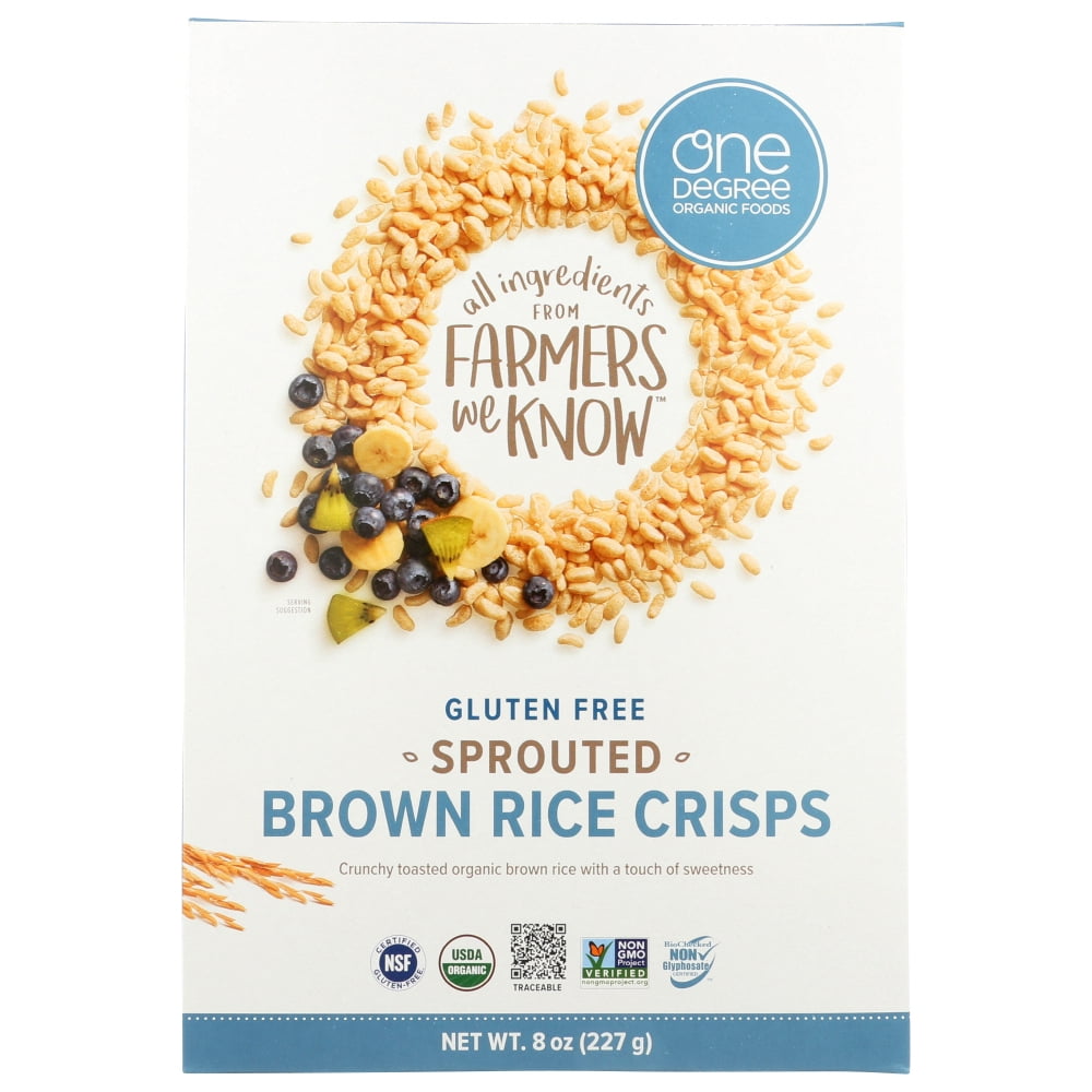 One Degree Organic Foods Sprouted Brown Rice Crisps Cereal, 8 Oz
