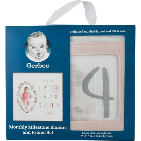 Gerber Baby Girl Milestone Blanket & Frame Set, 2-Piece