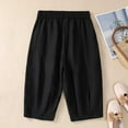 thumbnail image 4 of Summer Savings! Lovzfmll Pants for Women, Women's Fashionable Solid Color Retro Cotton Linen Loose Pocket Casual Middle Pants Shorts Black XL, 4 of 4