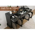thumbnail image 3 of Litake 62" Large Sideboard Buffet Cabinet with Storage and 3 Drawers, Buffet Table Coffee Bar Storage Cabinet with 4 Glass Doors for Dining Room, Living Room, Kitchen, Black/White/Oak, 3 of 7