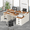 Oak and White, variant on Farmhouse Computer Desk with Drawers, 65'' Home Office Desk with Power Outlets, Storage Cabinet and Printer Stand, Study Writing Desks with Long Monitor Stand, Black