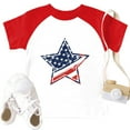 thumbnail image 3 of XADYUY Funny Shirts for Toddler Girls 4th Of July Patriotic Tops Raglan Sleeve Crew Neck Shirts American Flag Stars Graphic Independent Day Tshirt 2-3 Years,Vermilion, 3 of 5