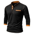 thumbnail image 4 of TOUMENY Men's Long Sleeve Shirts Casual Stand Collar Button Down Slim Fit Solid Knit Tops Business Work Soft Comfy Tee Black L, 4 of 6