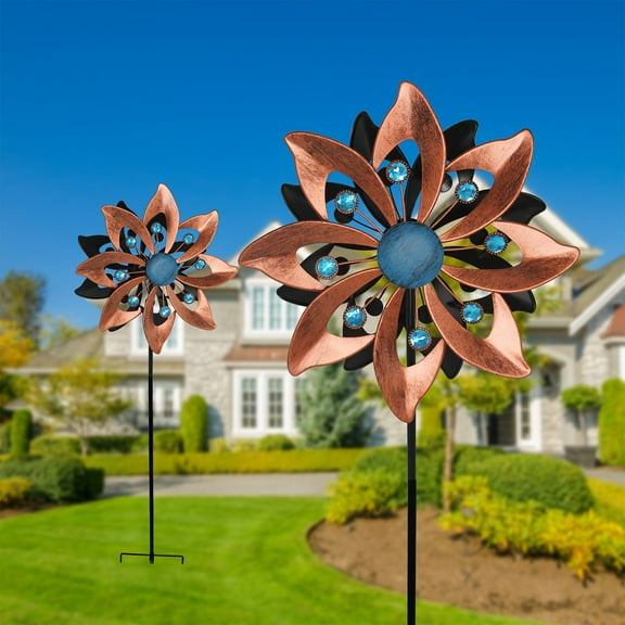 Outdoor Wind-Powered Rotating Windmill with Ground Stake, a Metal 360-Degree Double-Sided Windmill for Garden, Yard, And Lawn Decoration, Gift.