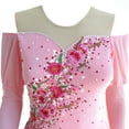 thumbnail image 4 of LIUHUO Custom Pink Spandex Figure Skating Dress Girls Ladies Off Shoulder Flower Embroidery Diamond Accents Pink White Gradient Skirt, 4 of 10