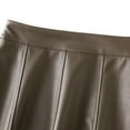 thumbnail image 4 of Fgnfyis Leather Skirt Women's High Waist Wide Swing Umbrella Skirt Pleated A-line Skirt PU Leather Khaki S, 4 of 6