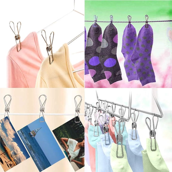 MesaSe 20 Pack Clothespin, Stainless Steel Wire Clip,Durable Metal pin for clothesline Utility pin for Outdoor Clothes Drying,Bag Sealing,Room Decorating