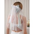 thumbnail image 4 of CoCoMangos 1 Tier Bride Wedding Veil Bachelorette Party Veil Bowknot Elbow Veil Bridal Tulle Veil with Headpiece for Women, 4 of 7