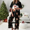 thumbnail image 2 of Drie Ladies Christmas Pajamas Womens Pajama Sets 2 Piece Button Down Short Sleeve Pjs Set Soft Lounge Set with Long Pants Black,M, 2 of 5