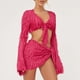 thumbnail image 5 of Vestido Conjunto de falda corta con top irregular Mujer ver a través de ropa informal ajustada Ygjytge Rosa roja T S para Mujer, 5 of 7