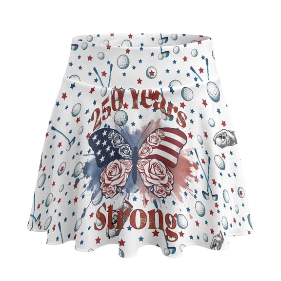 HELLHERO USA Butterfly Built-in Shorts Tennis Skirt, 2 Side Pockets Flowy Polyester Spandex Athletic Skort for Yoga Golf Daily Wear