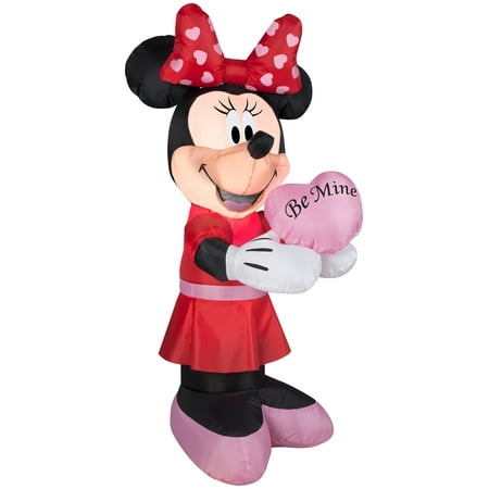 Gemmy Airblown Inflatable Valentine Minnie Mouse, 3.5 ft Tall, red