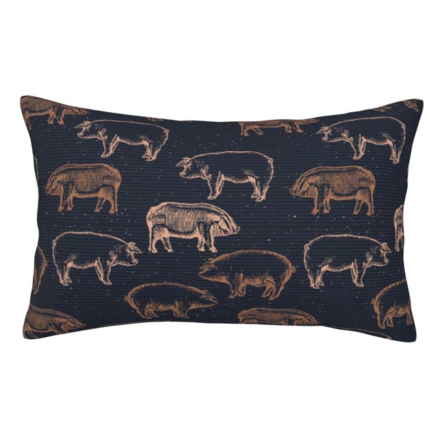 Fotbe Pig Farm Funda de Almohada Decorativa Estilo Occidental, Lujo en Algodón, Fundas para Almohadas King, Cojín Estampado para Decoración del Hogar-20"x30"