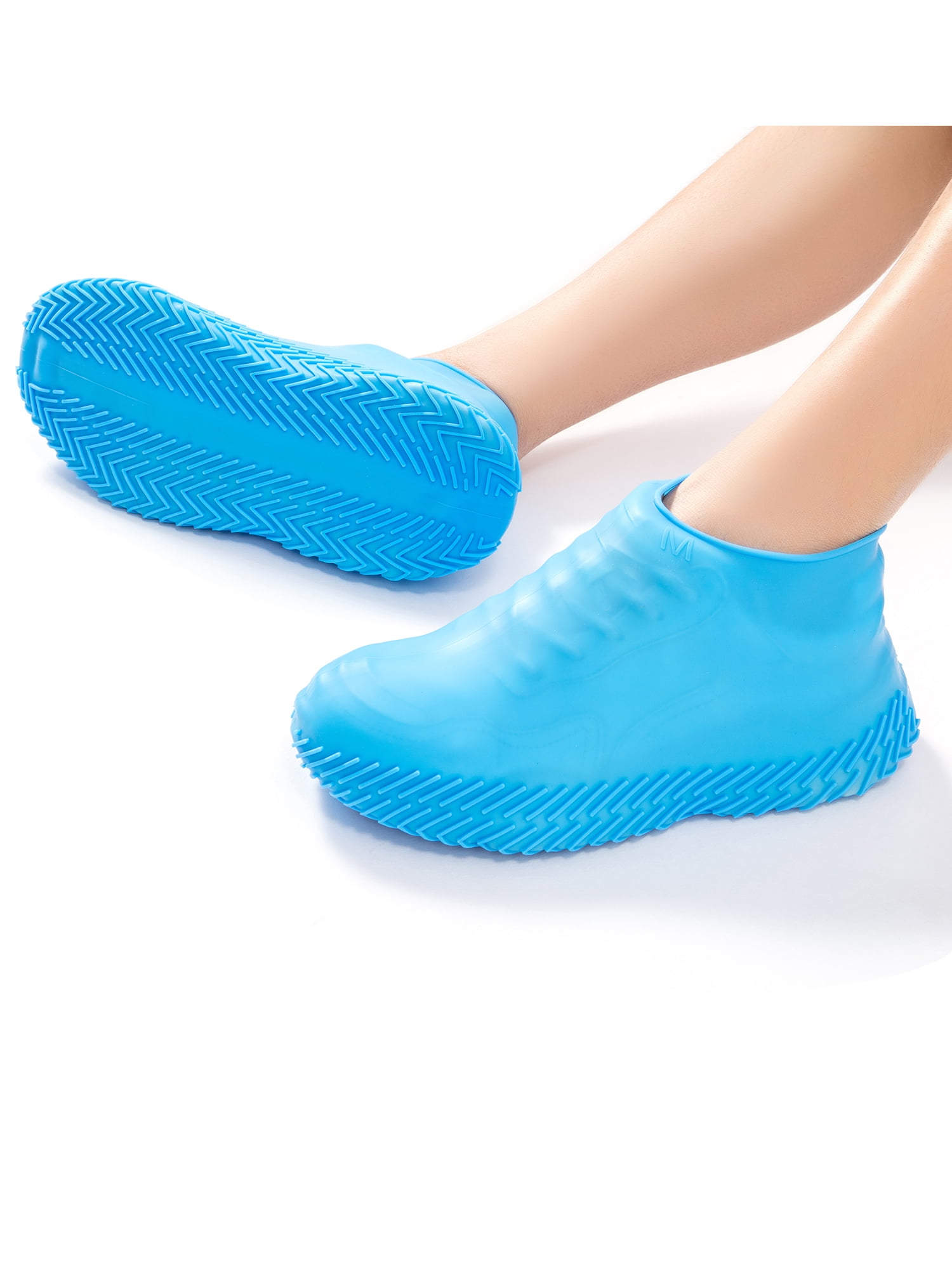 FLORATA 1 Pair Reusable Waterproof Rain Shoes Covers Silicone Nonslip
