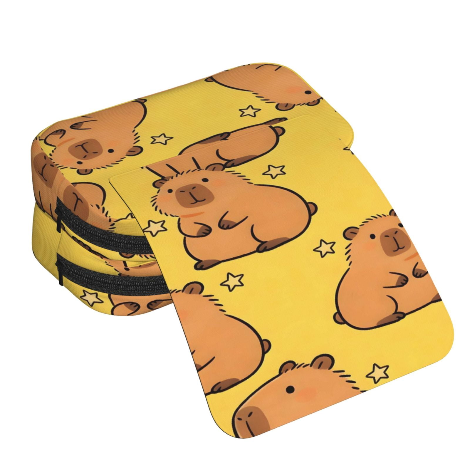 Large-Capacity Flip-Top Double-Layer Pencil Case, Multi-Functional Pocket Pen Case, Durable Stationery Organizer Capybara Star