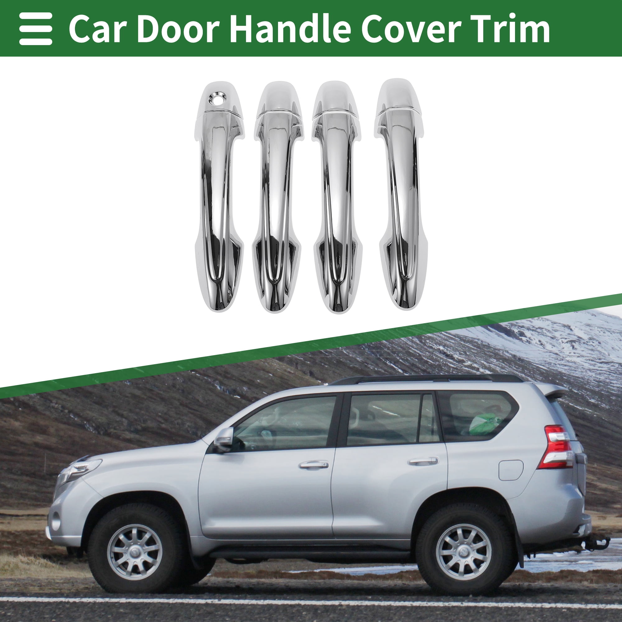 Unique Bargains Car Door Handle Cover Trim Silver Tone for Toyota RAV4 2013-2018