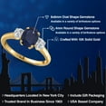 thumbnail image 2 of Gem Stone King 10K Yellow Gold Blue Sapphire and Lab Grown Diamond 3-Stone Engagement Ring for Women | 2.34 Cttw | Three Stone Wedding Engagement Anniversary Promise Ring for Women (Size 6), 2 of 6