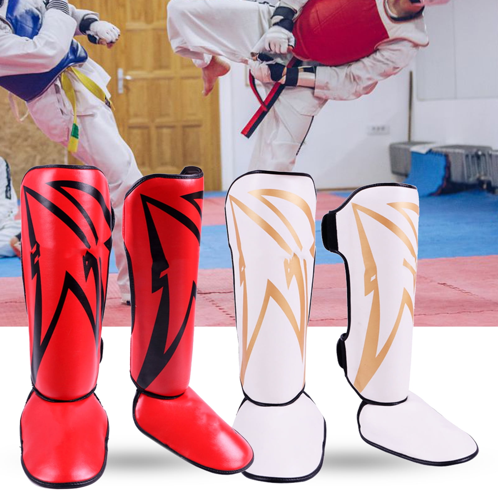 Karate Breathable Taekwondo MMA Shin Protector Pad Leg Guard Sparring 