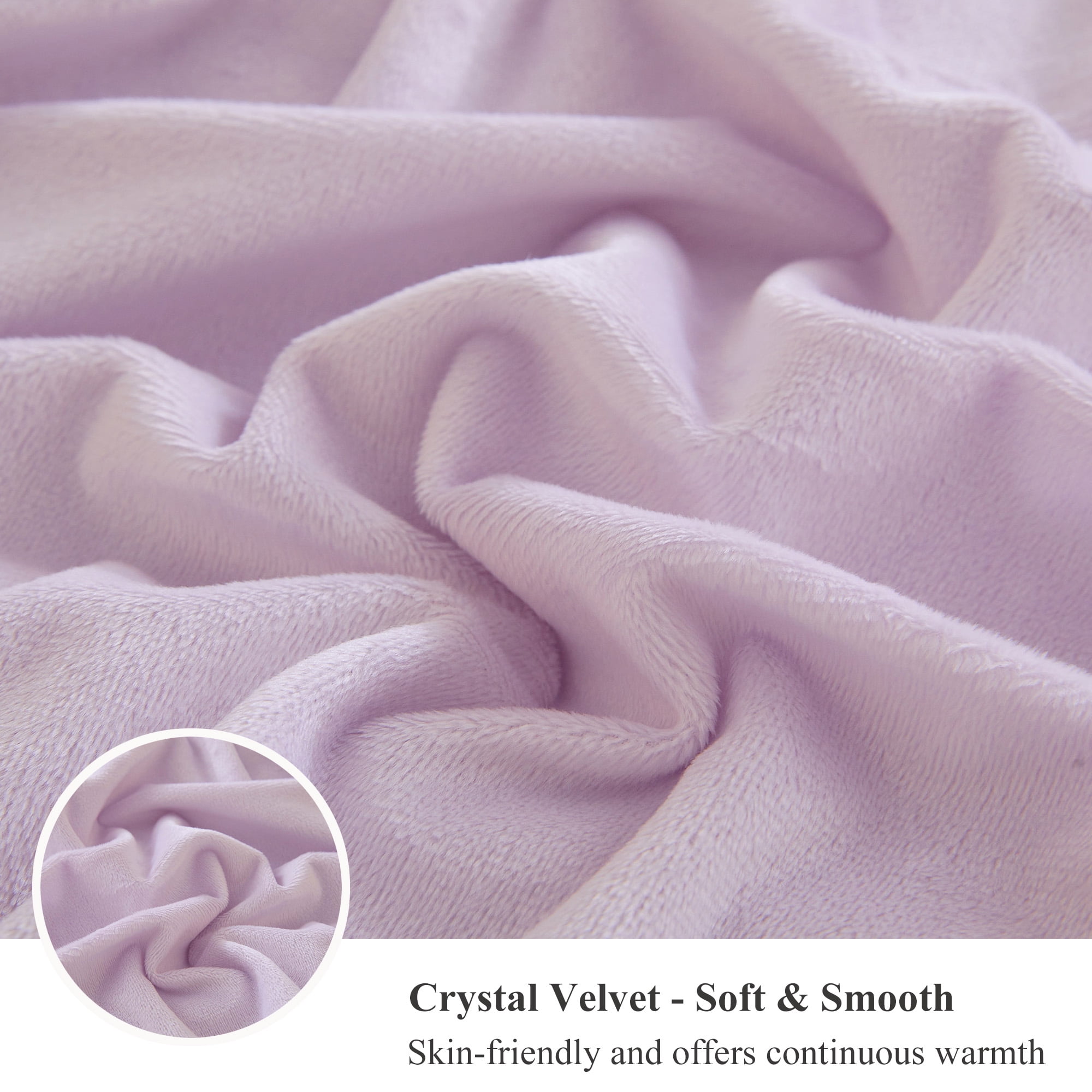 XeGe Fluffy Faux Rabbit Fur Bed Blanket, Soft Wide Stripe Plush Fuzzy Throw for Couch Sofa, Light Purple Shaggy Throw Bedroom Living Room, Large Furry Blanket for Kids Girls Adults, 60x90, Lavender