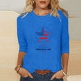 thumbnail image 1 of Fiudx Ropa de Mujer Blusa Holgada con Estampado Del Día de La Independencia, Manga Tres Cuartos, Cuello Redondo, Informal, para Mujer, 1 of 4