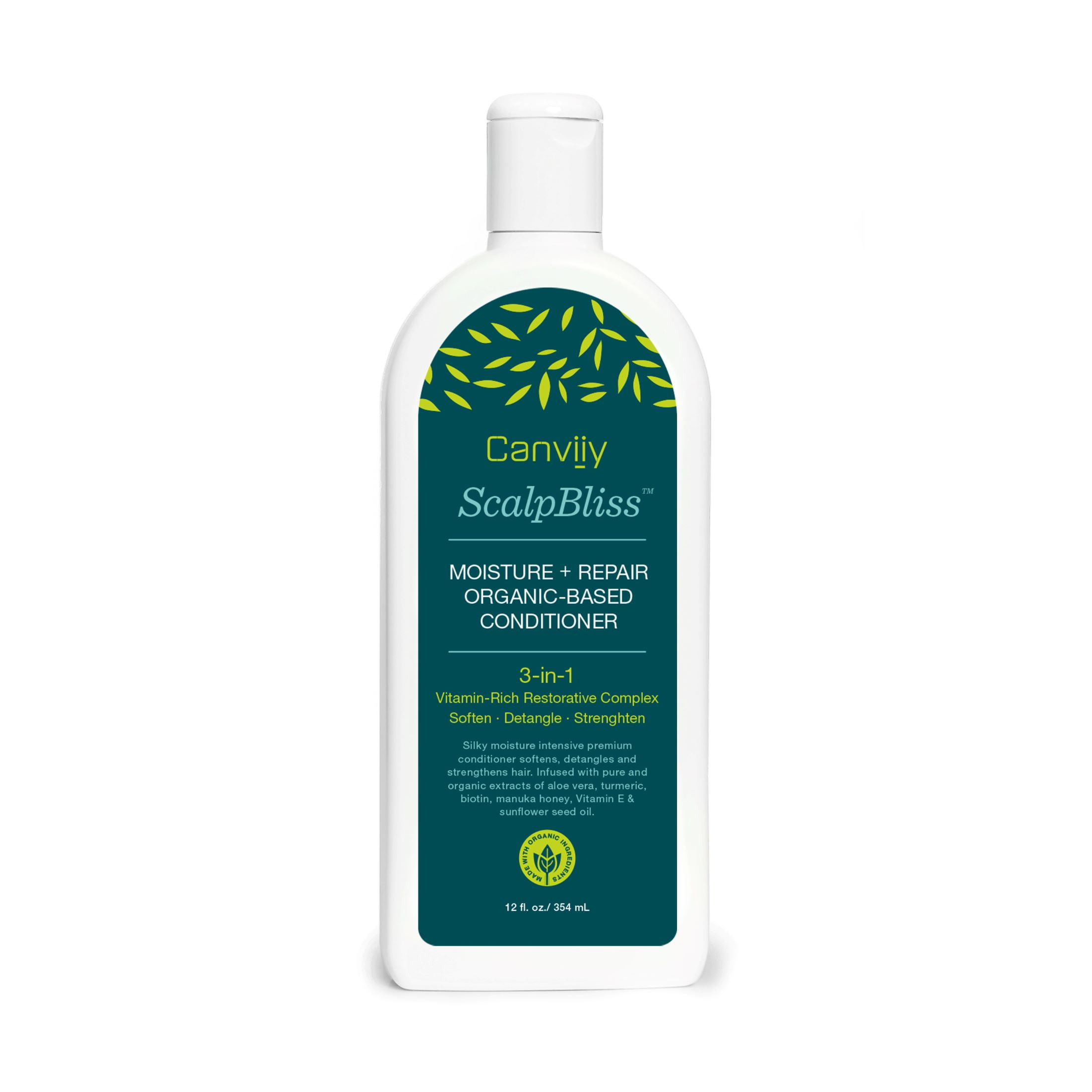 Canviiy ScalpBliss Moisture + Repair Organic-Based Daily Conditioner with Aloe Vera & Vitamin E, 12 fl oz