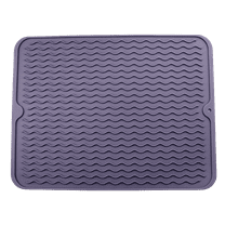 Dependable Industries Silicone Drying Mat, 16"x12" - Grooved Design, Heat-Resistant, Non-Slip, BPA-Free - For Dishes, Cutlery, Pots, Pans (Purple)