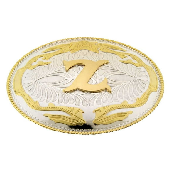Big Initial Z Letter Alphabet Belt Buckle Western Cowboy Rodeo Gold Silver Metal