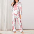 thumbnail image 6 of Salouo Kawaii Pigs Pattern Women's Pajamas Set Long Sleeve Button Down Sleepwear Soft Pj Lounge Sets for women 2 Piece Pjs Set with Long Pants -Small, 6 of 8