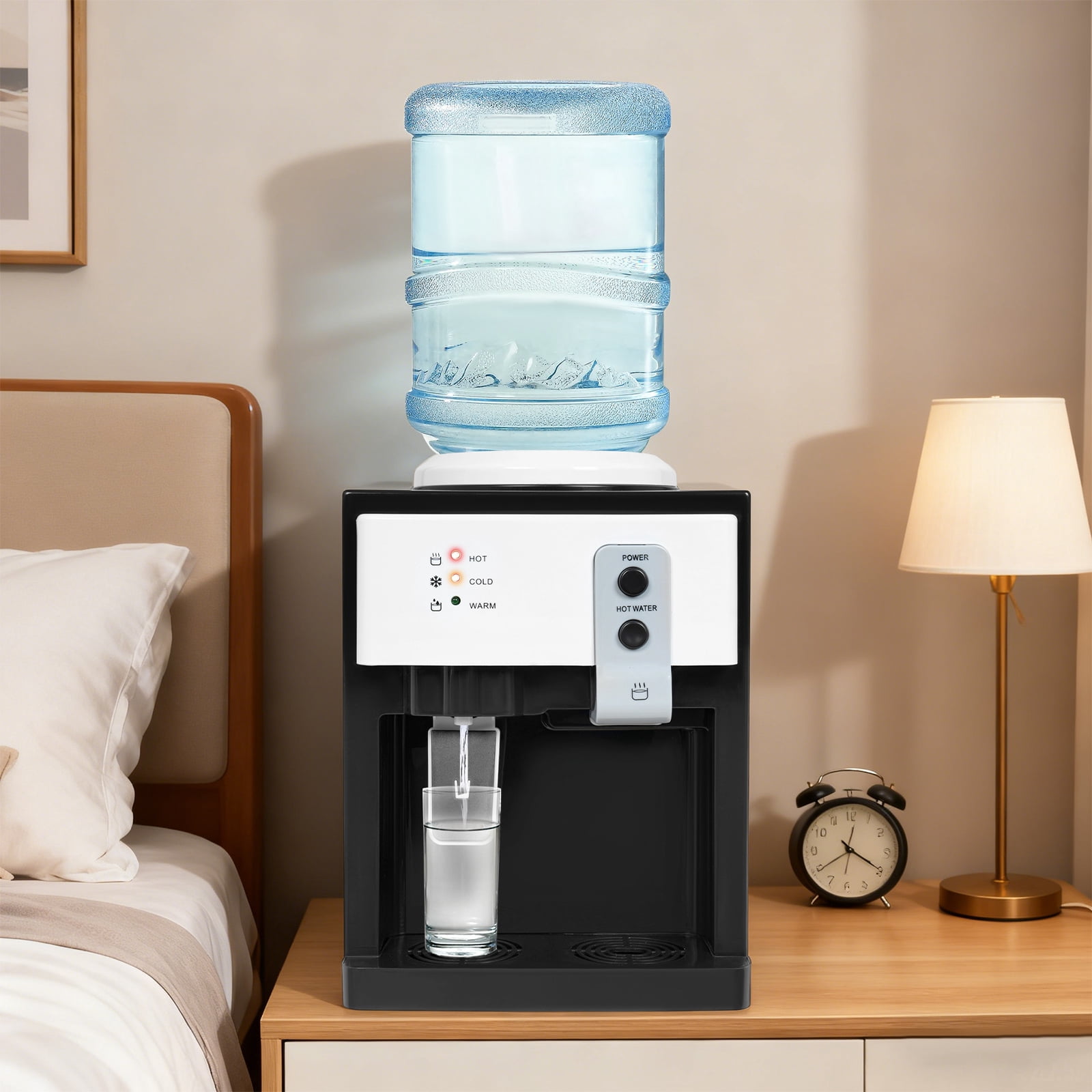 Water Dispenser, Hot and Cold Water Dispenser Countertop, Small Mini Water Dispenser with Stainless Steel Tank, Energy Saving 1kW/Day, 4.85lbs Lightweight for 1-4.9Gal Bottle