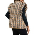 thumbnail image 5 of Womens Plaid Puffer Vests Ruffle Sleeveless Lightweight Quilted Vest Fall Winter Padded Gilets Coats, 5 of 7