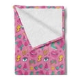 thumbnail image 2 of Emoticon Soft Flannel Fleece Throw Blanket, Retro Style Comic Book Pattern on Pink Backdrop Girlish Pop Art, Cozy Plush for Indoor and Outdoor Use, 50" x 70", Pink Sea Green Yellow, by Ambesonne, 2 of 5