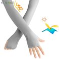 thumbnail image 6 of BadPiggies 2 Pairs UV Protection Cooling Arm Sleeves, UPF 50+ Men & Women Long Sun Protection Sports Sleeves Tattoo Cover Up With Thumb Holes (Gray), 6 of 11