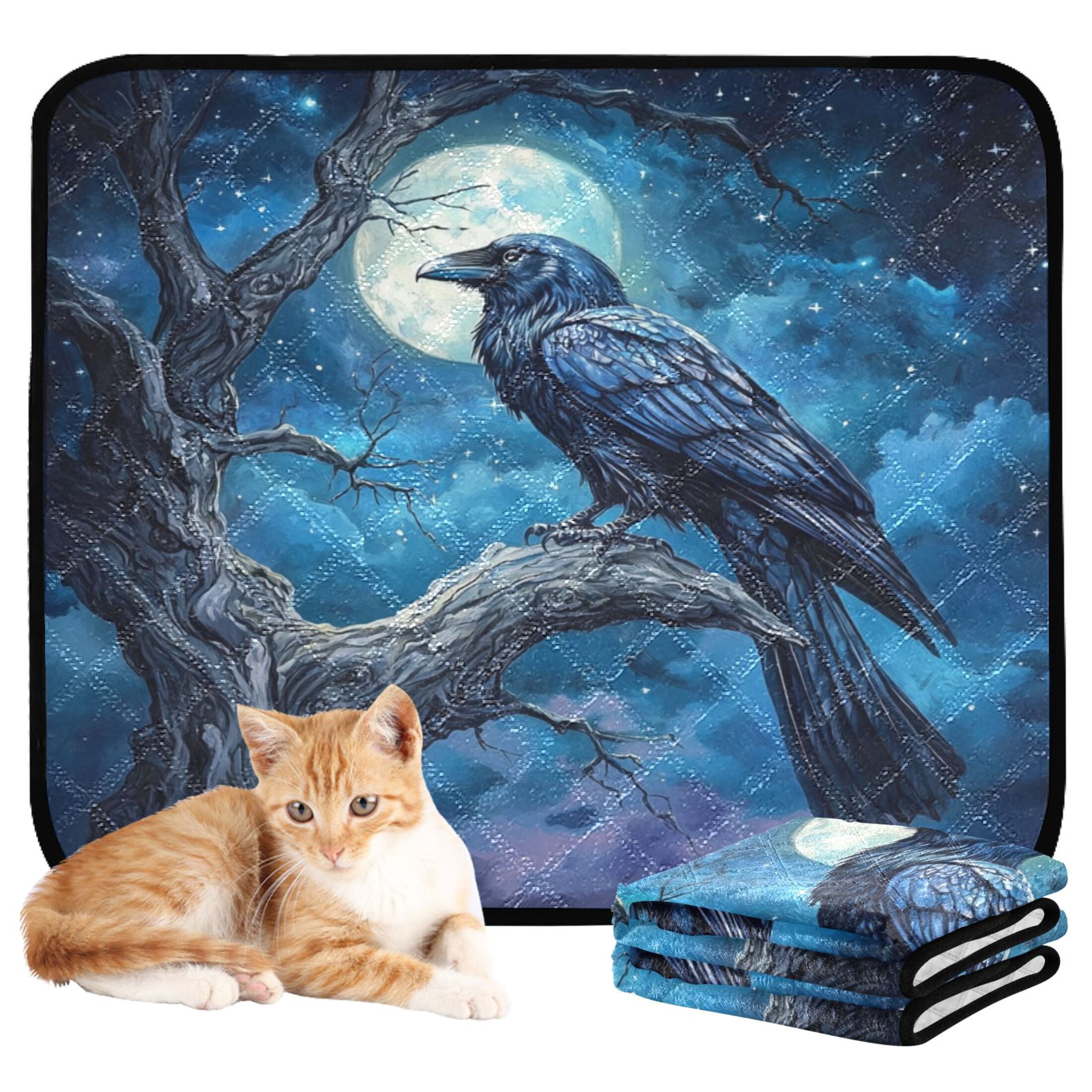 Qxltty Dead Trees Dark Crows Cat litter Pads Pet Set of 2 Diaper Mats Center Anti-leakage Layer Absorbent Soft and Comfortable