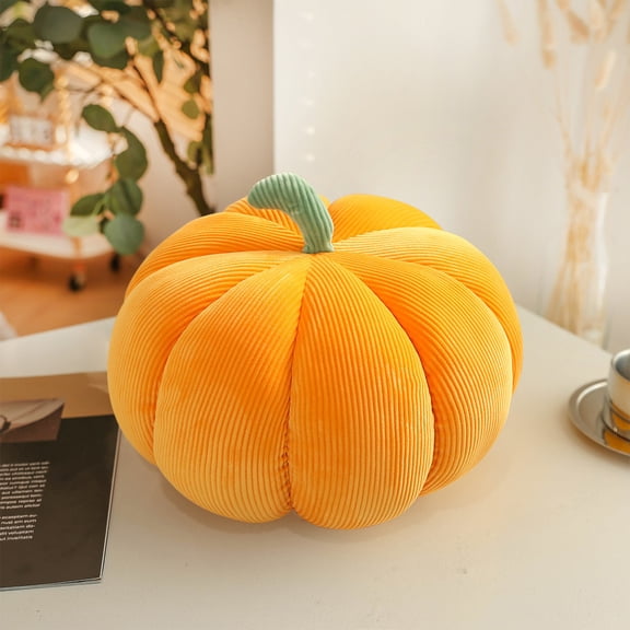 Cojín Decorativo con Forma de Calabaza | Cojín de Felpa de 18 Cm para Sofá, Cama, Coche y Patio | Verde Claro, Verde, Marrón, Naranja, Blanco | Decoración para Halloween | 1 Unidad