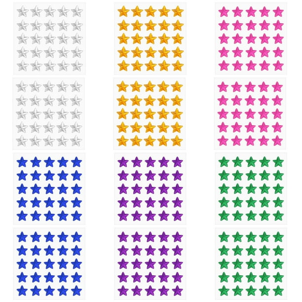 Pegatinas de Estrella Uxcell, Pegatinas de Joyas de Estrás de Estrella de Acrílico Autoadhesivas para Manualidades DIY Rojo/Azul/Verde/Amarillo/Blanco/Púrpura