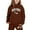 Brown, variant on New York City-Inspired Letter Print Hoodie and Sweatpants Set for Girls – Stylish, Comfy, Everyday Wear with Empire State Design