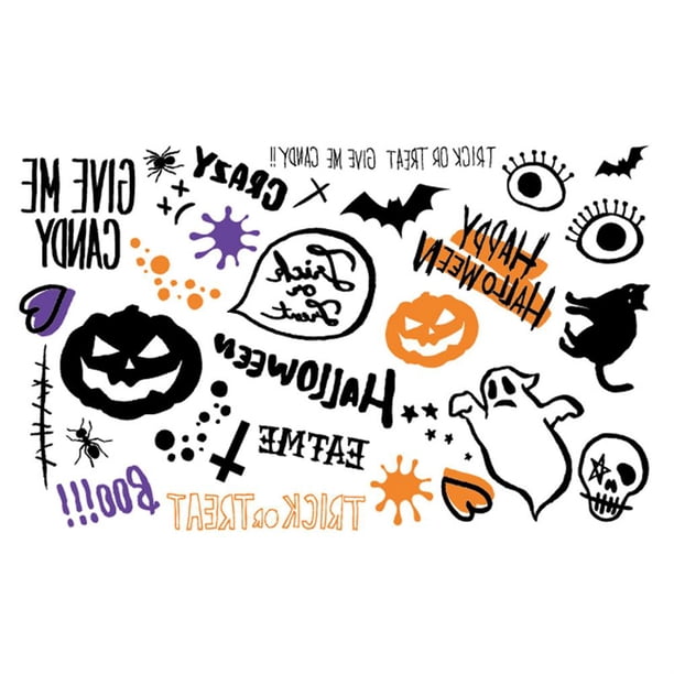Suministros para fiestas de Halloween Calcomanías de calabaza Etiqueta temporal de Halloween Etiqueta temporal de Halloween Suministros para fiestas de Halloween Calcomanías de ANGGREK Otros