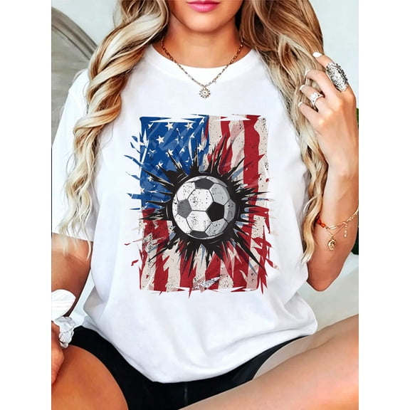 Patriotic Soccer 4th of July Men USA American Flag Boys T-Shirt