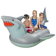 GoFloats Giant Inflatable Shark Pool Float - Raft Includes Bonus Shark Drink Float - Swimming Fun for Kids and Adults