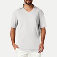 thumbnail image 1 of pstuiky camiseta de hombre, Camisa/top informal de color liso con solapa de moda de verano para hombre camisas casuales para hombre xxxl, 1 of 7