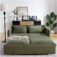 thumbnail image 5 of Green Corduroy Convertible Sofa Bed, 3-in-1 Pull Out Sleeper Sofa with Storage Pockets and Pillows for Living Room, Apartment, Office, 5 of 10