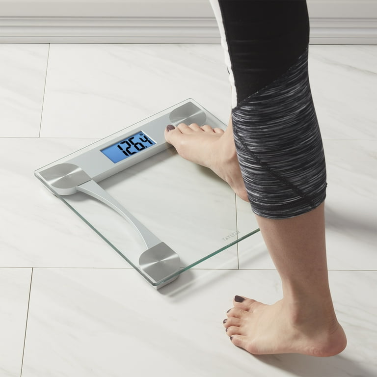 Taylor Weight Tracking LCD Glass Body Weight Scale Battey Powered, 440lb  Capacity