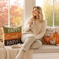 thumbnail image 3 of Thanksgiving Fall Harvest Throw Pillow Covers 18x18 Inch Set of 4, Pumpkin Decorative Square Pillowcases, Farmhouse Holiday Cushion Covers for Sofa Living Room Home Fall Halloween Thanksgiving Decor, 3 of 8