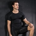 thumbnail image 3 of Handshe Men's Fitness Sports Stretch Quick - Dry Short - Sleeved Tight T - Shirt for Training & Daily Wear, 3 of 9