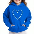 thumbnail image 2 of Riecok Girls Hooded Sweatshirts Long Sleeve Round Neck Cute Printed Kids Pullover Top with Pocket Oversized Fleece Pocket Sweatshirt Tops Blue 7 Years, 2 of 4