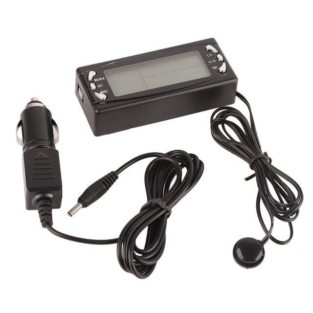 Termómetro digital para coche de 12 V, reloj para vehículo, medidor de temperatura LCD con función de alarma CT23