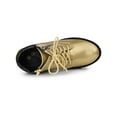 thumbnail image 4 of BLISSFUL STEP Women's Ankle Boots Platform Chunky Heel Side Zipper Lace Up Combat Boots Gold 7, 4 of 6