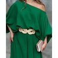 thumbnail image 5 of CHICME Womens Outfit Sets Skew Neck Lantern Sleeve Loose Tops and Zipper Fly Wide Leg Pants Two Piece Sets for Women Dark Green-2XL, 5 of 9