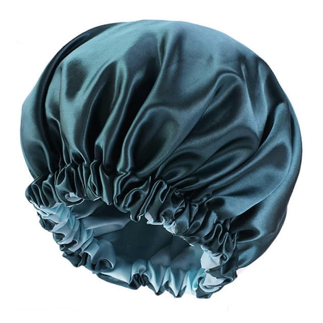 Gorro de satén extragrande para cabello rizado con doble capa reversible y banda cómoda AGreen L.Green